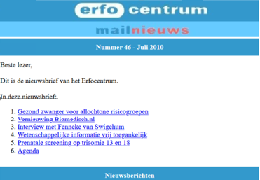 Laatste Erfo mailnieuws