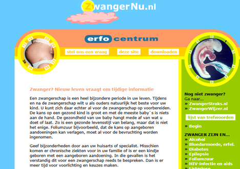 Afbeelding van website Zwangernu.nl met info over als je zwanger bent.