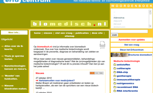 Afbeelding van biomedisch.nl website over medische biotechnlogie